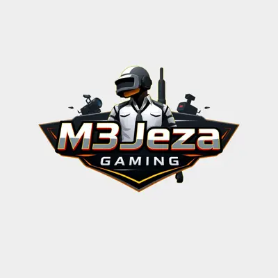 Generate a detailed futuristic style logo in 3d for a company named '𝐌𝟑𝐉𝐞𝐙𝐚 𝐆𝐚𝐌𝐢𝐧𝐆' in the entertainment field. The logo should prominently feature PUBG and TikTok and YouTube .
