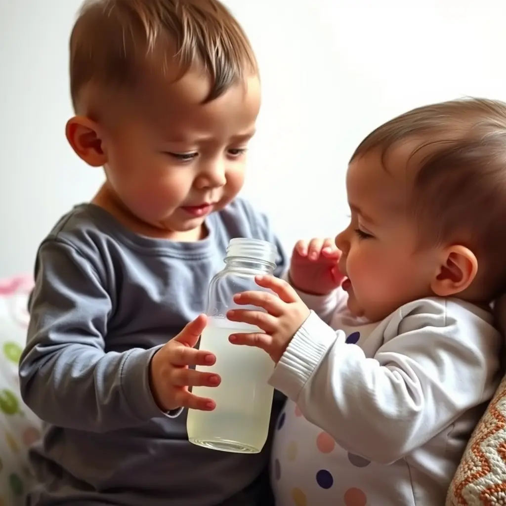 صورة اطفال رضع يحملون ببرونه في ايديهم