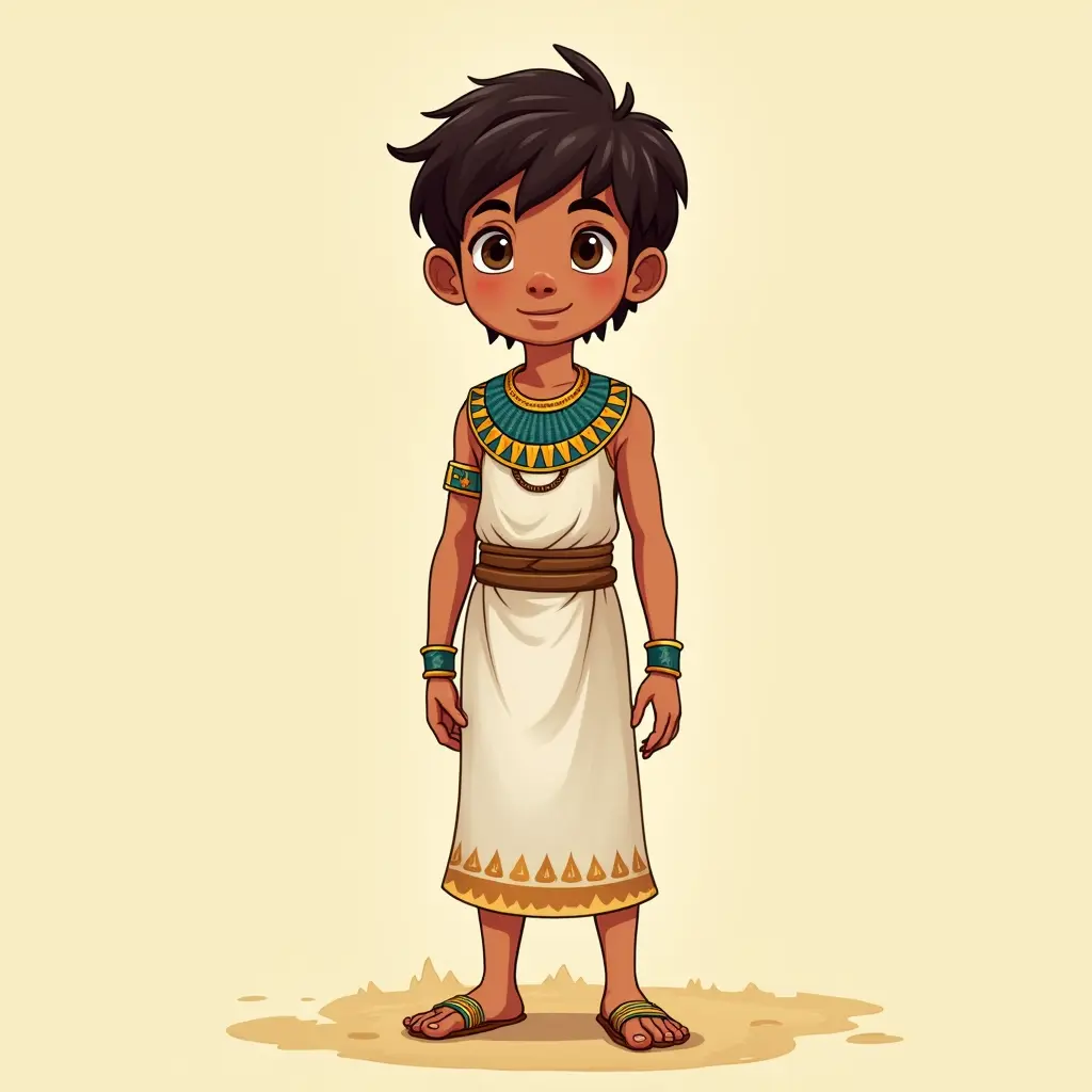 ولد مصري متكامل من الراس الى الرجل كرتون يرتدي زي اهل النوبة