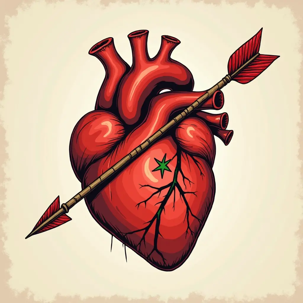 قلب يحمل سهم مرسوم عليه علم المغرب
