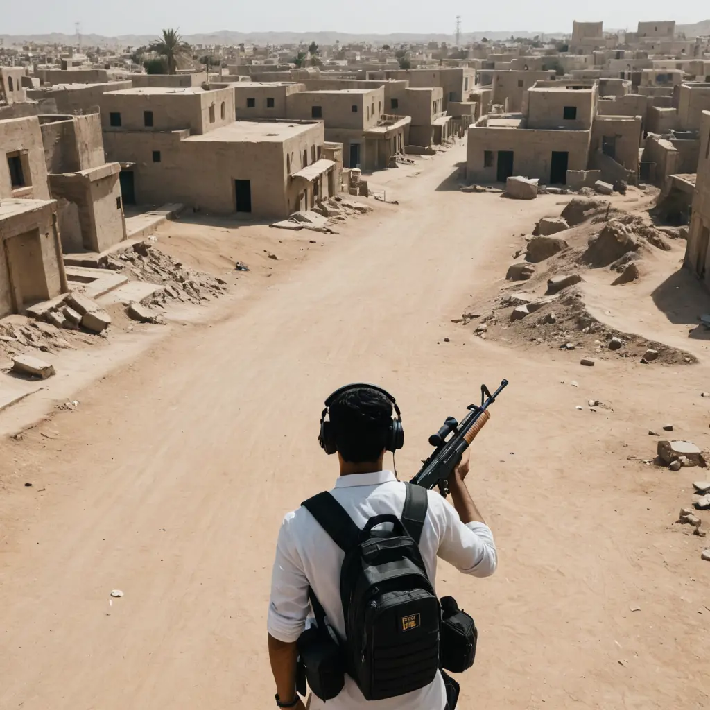 شخص يمني يلعب ببجي في حارة