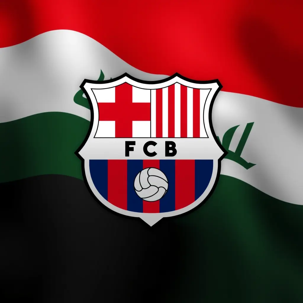 دومج شعار برشلونه مع علم العراق