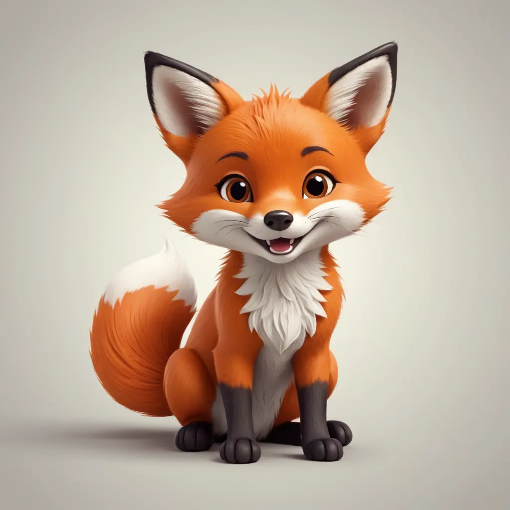 صورة ثعلب صغير مبتسم بشكل كرتوني