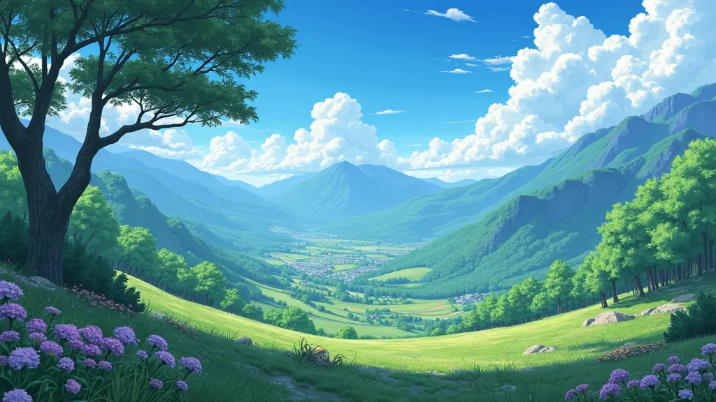 Landscape and nature old school anime style 