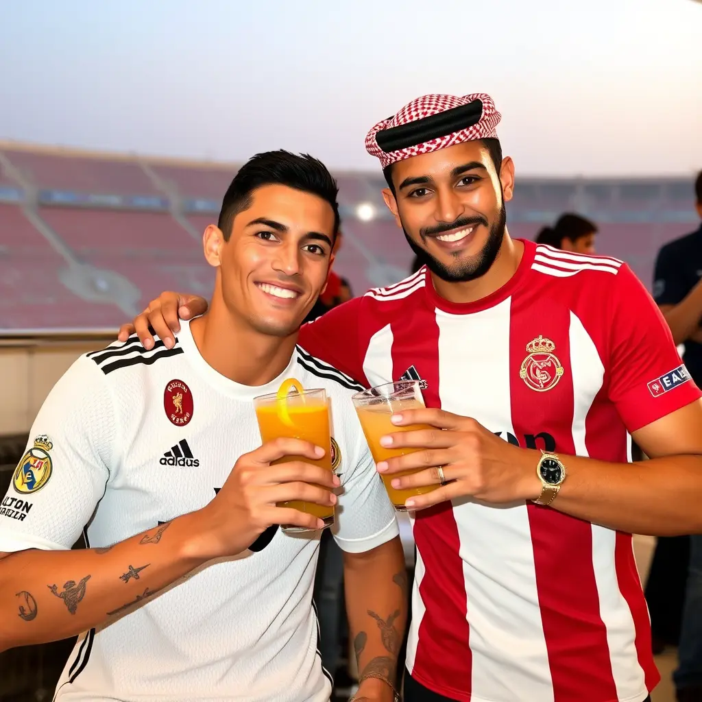 كريستيانو رونالدو يشرب عصير معا بلال الحداد