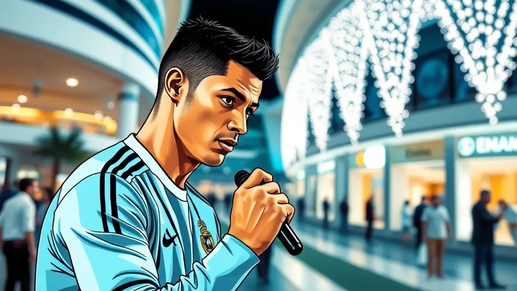 Draw a picture for Christino Ronaldo next to emirates mall 