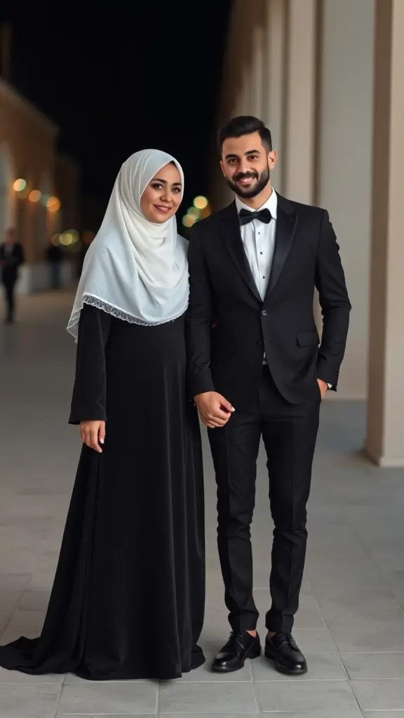 بنت لابسه جبه سوداء و حجاب ابيض واقفه جنب اليوتيوبر العراقي ريبر و ماسكه ايده