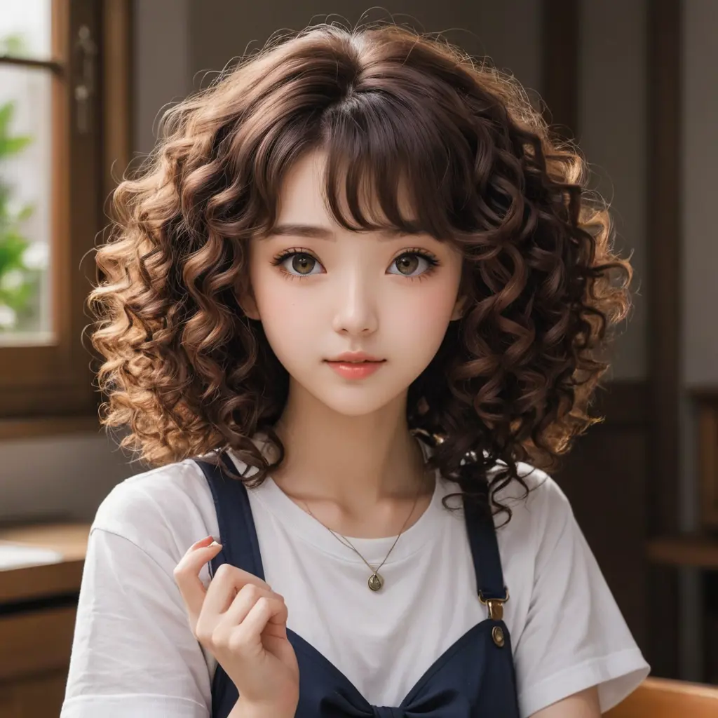 صور انمي بنت صغيره شعرها كيرلي 
