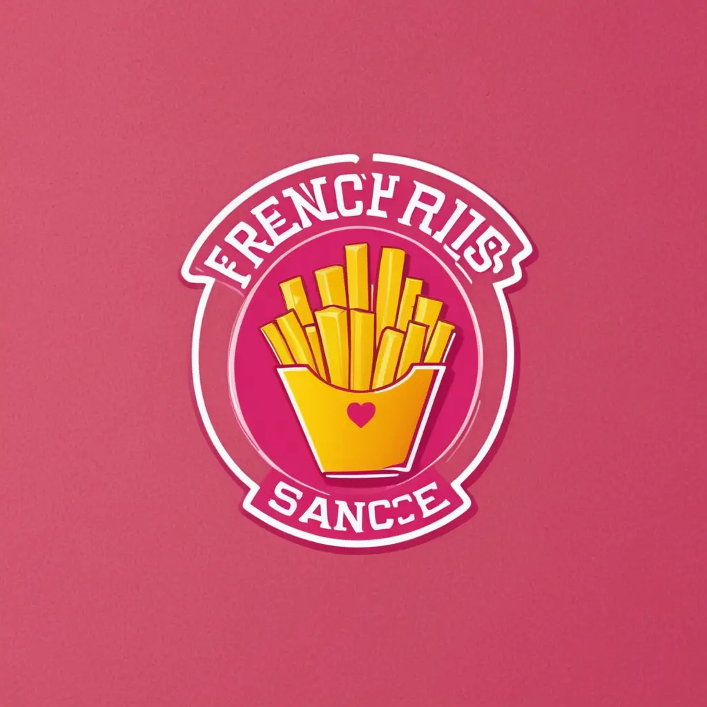 شعار بطاطس مقلية وعصير بداخل اسم العلامة التجارية Pink sauce