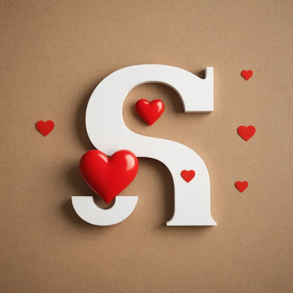 حرف S مع قلب و عشق 