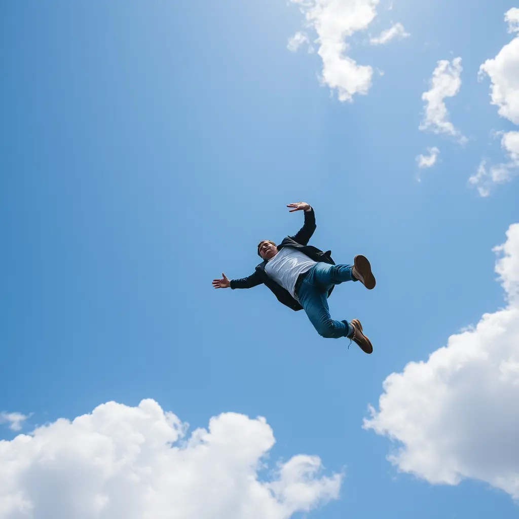 صورة شخص يسقط من السماء ملتم