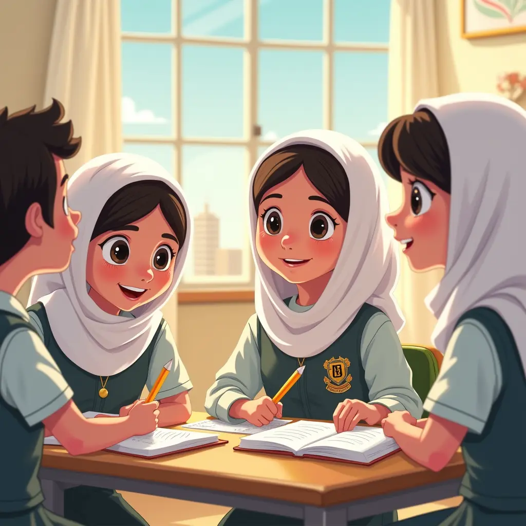 صور طالبات مدرسة خليجيه رسوم متحركه 
