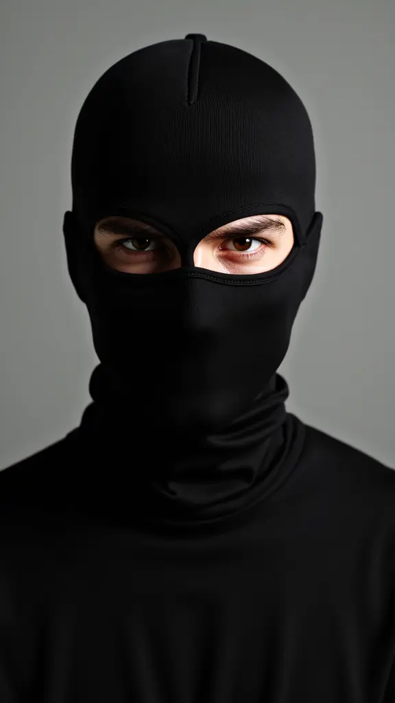 صوره رجل يرتدي قناع اسود على وجهه بالكامل