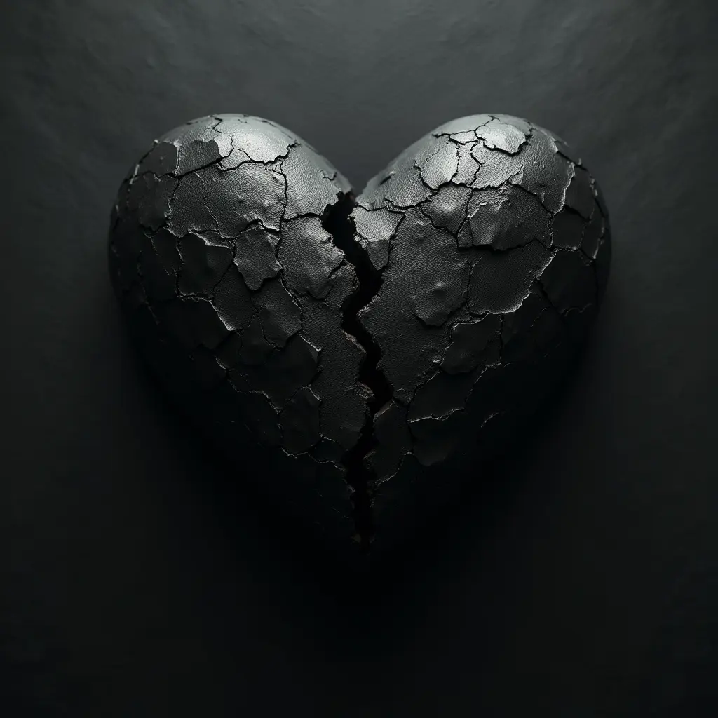 قلب اسود مكسور. صوره غامضه
