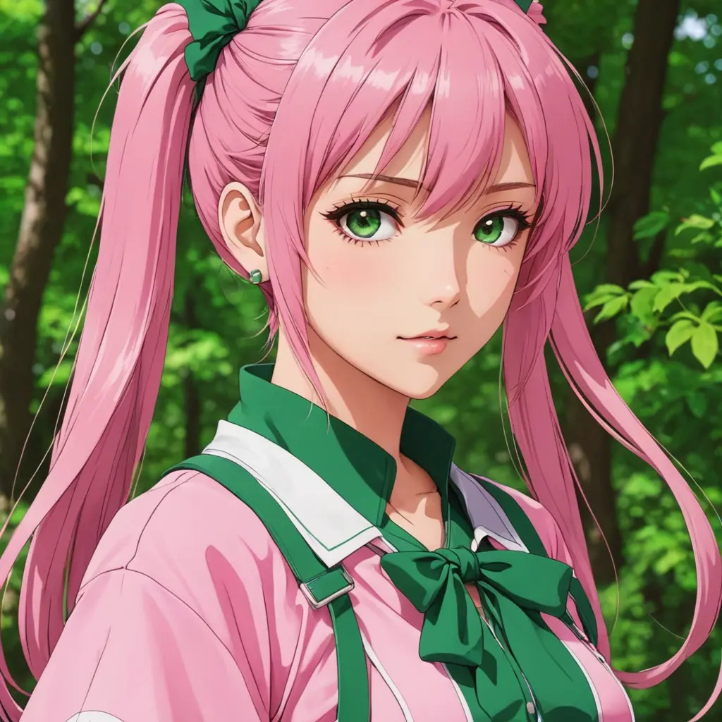 انمي بالون الوردي والأخضر