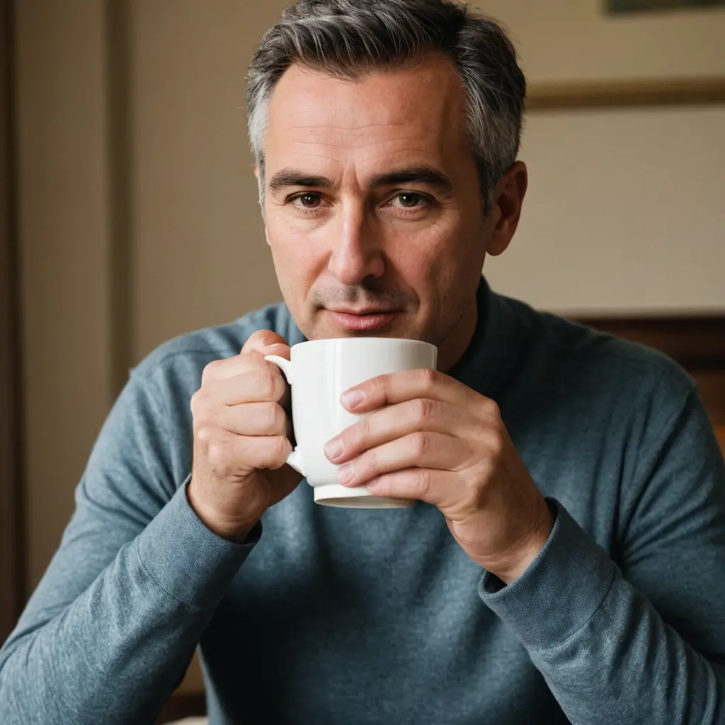رجل يشرب الشاي