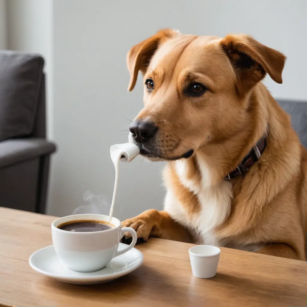 كلب يشرب قهوة