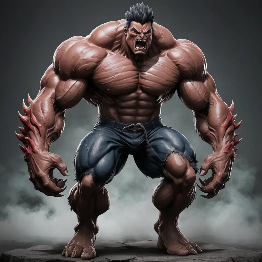 صوره لي وحش انمي قوي ينظر نظرة قوة لديه عضلات