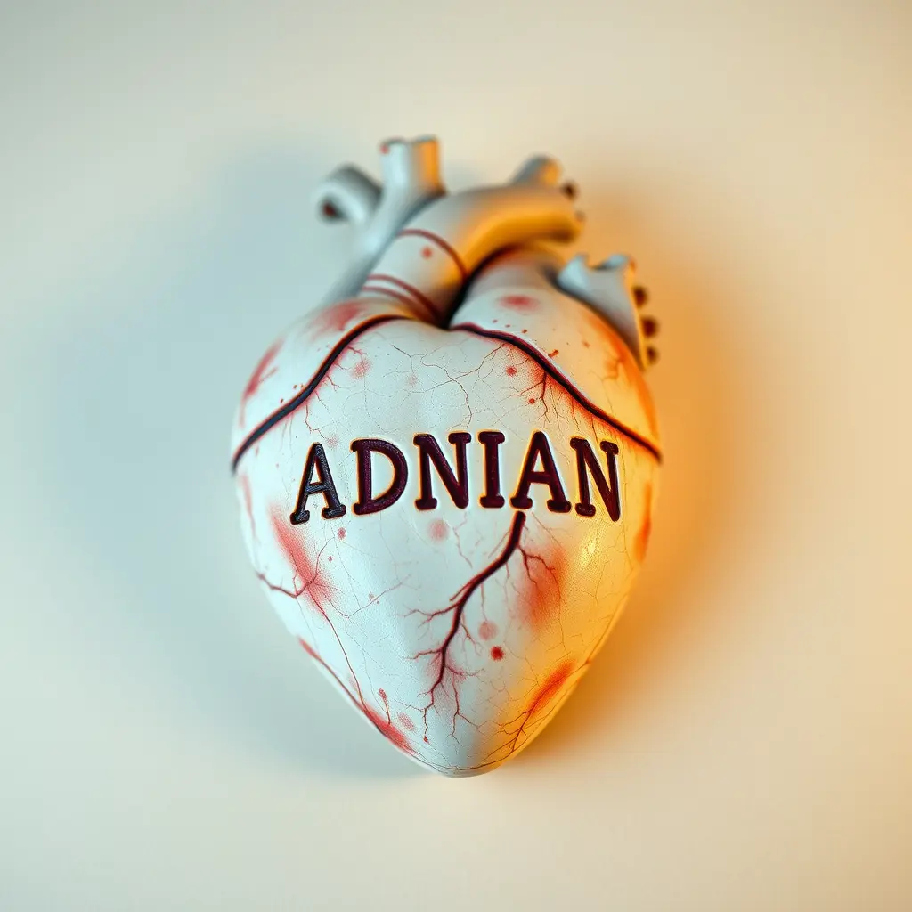 صورة قلب حقيقي محفور عليه اسم ADNAN