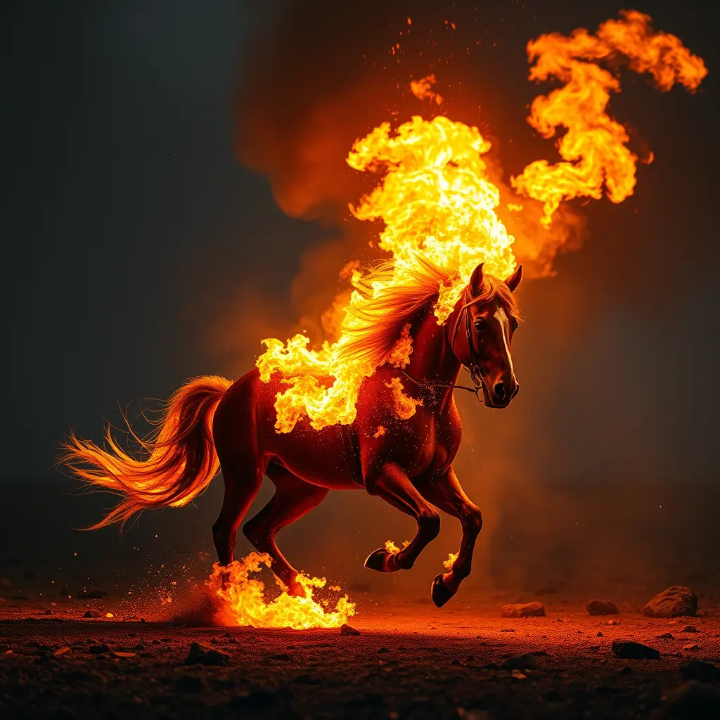 حصان يشتعل يالنار