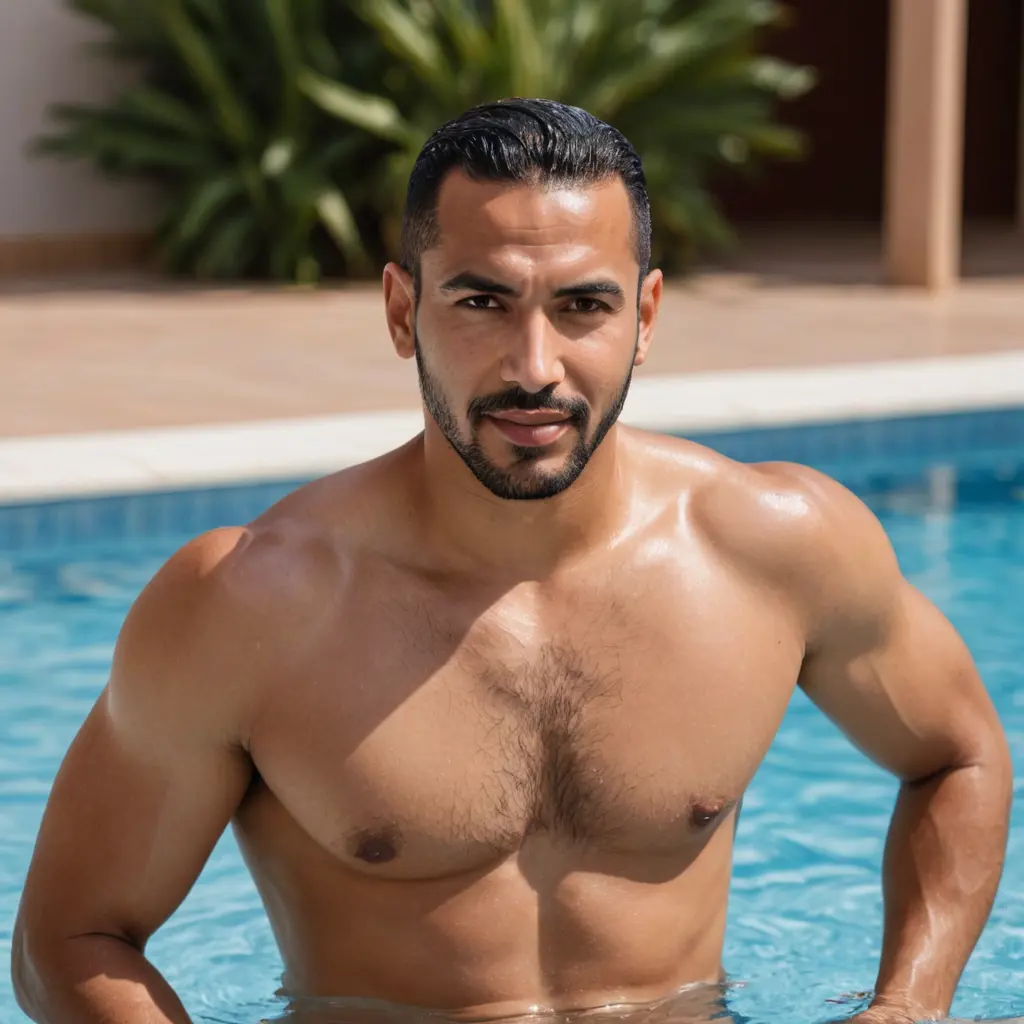 صور رجل ثلاثيني مغربي وسيم في مسبح