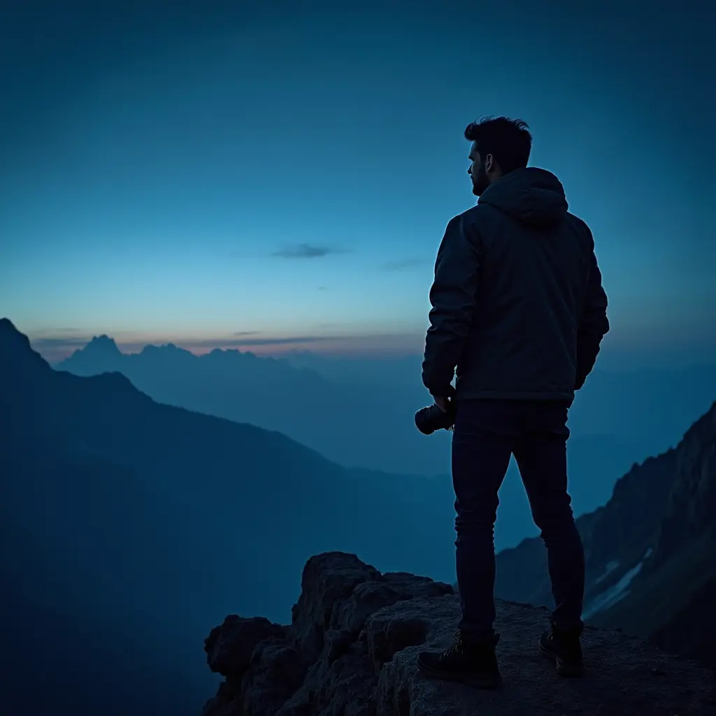 اقوى خلفية للملف الشخصي بالتيك توك تابعني لرجل تصوري الكاميرا من الخلف وهوا على أعلى قمة في العالم بالليل رجل حزين