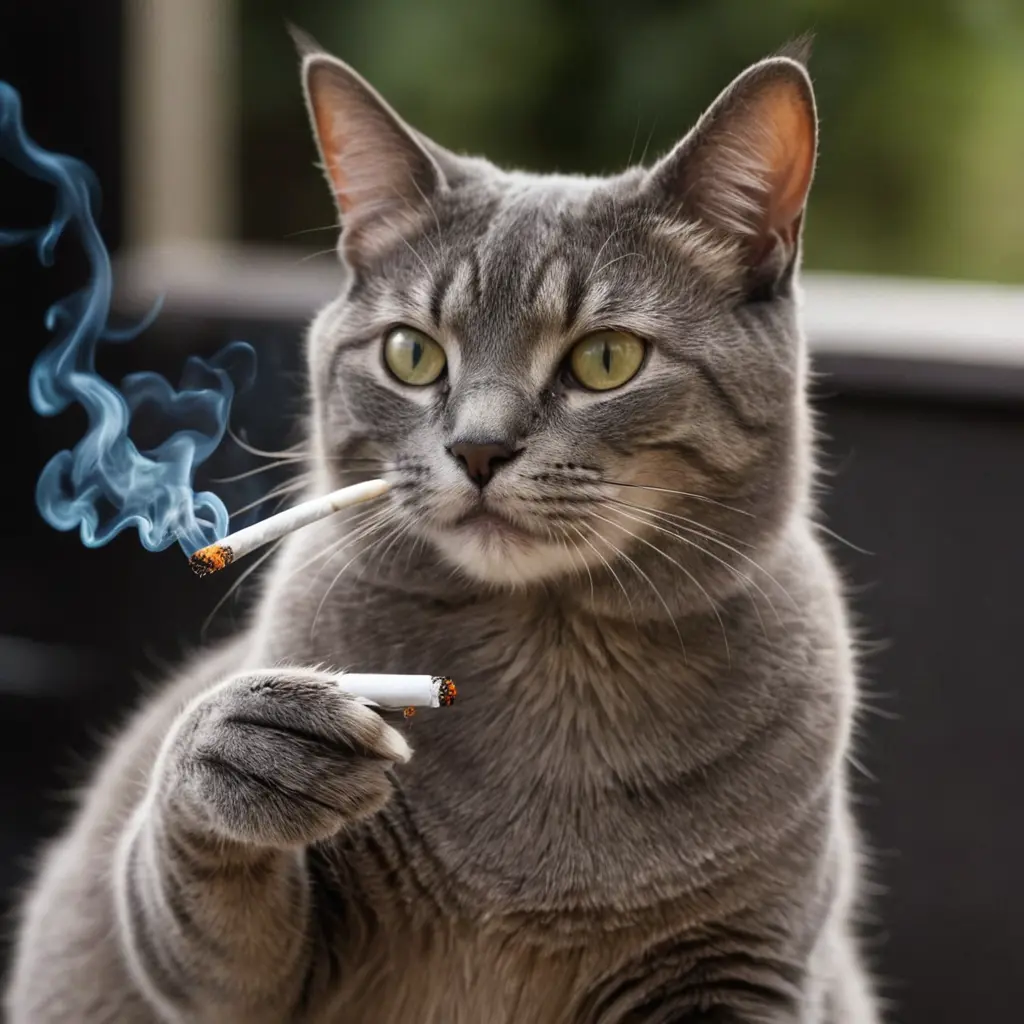 صورت قط عم يدخن سيكاره
