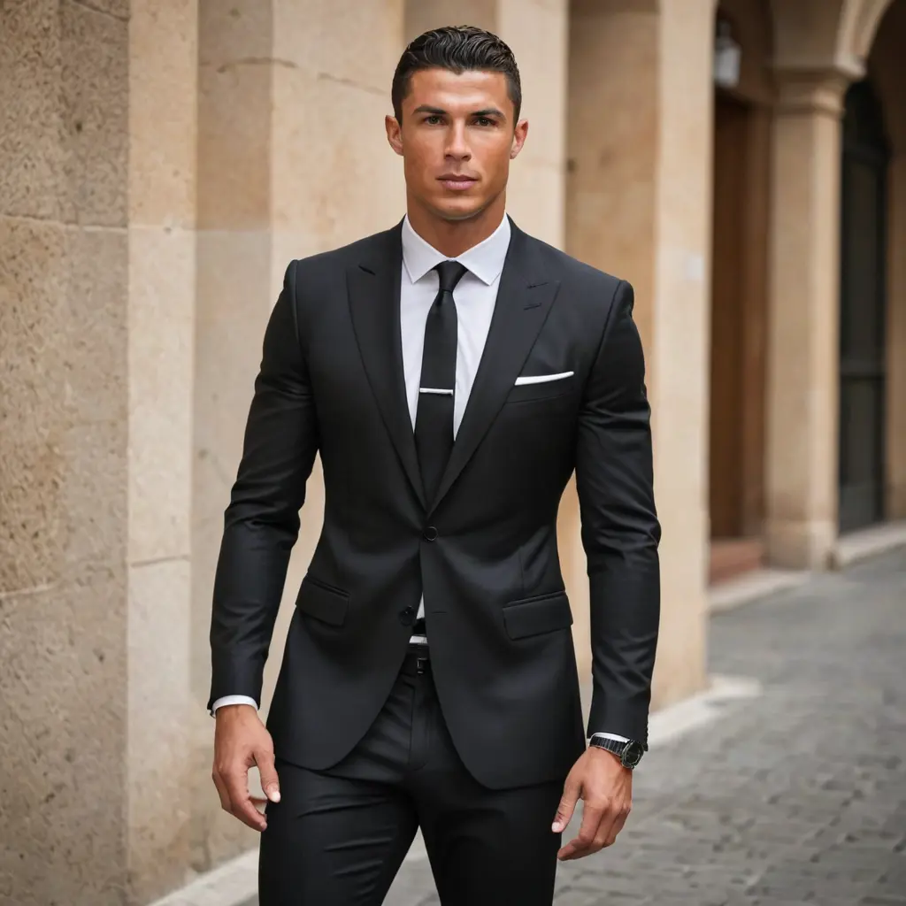 صورة كريستيانو رونالدو ببدلة سوداء