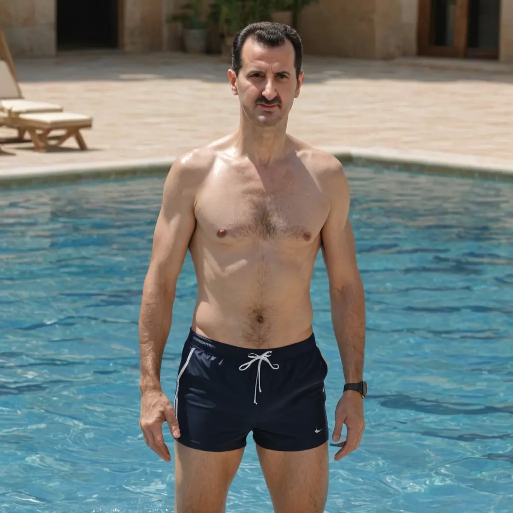 بشار الأسد في شورت السباحه