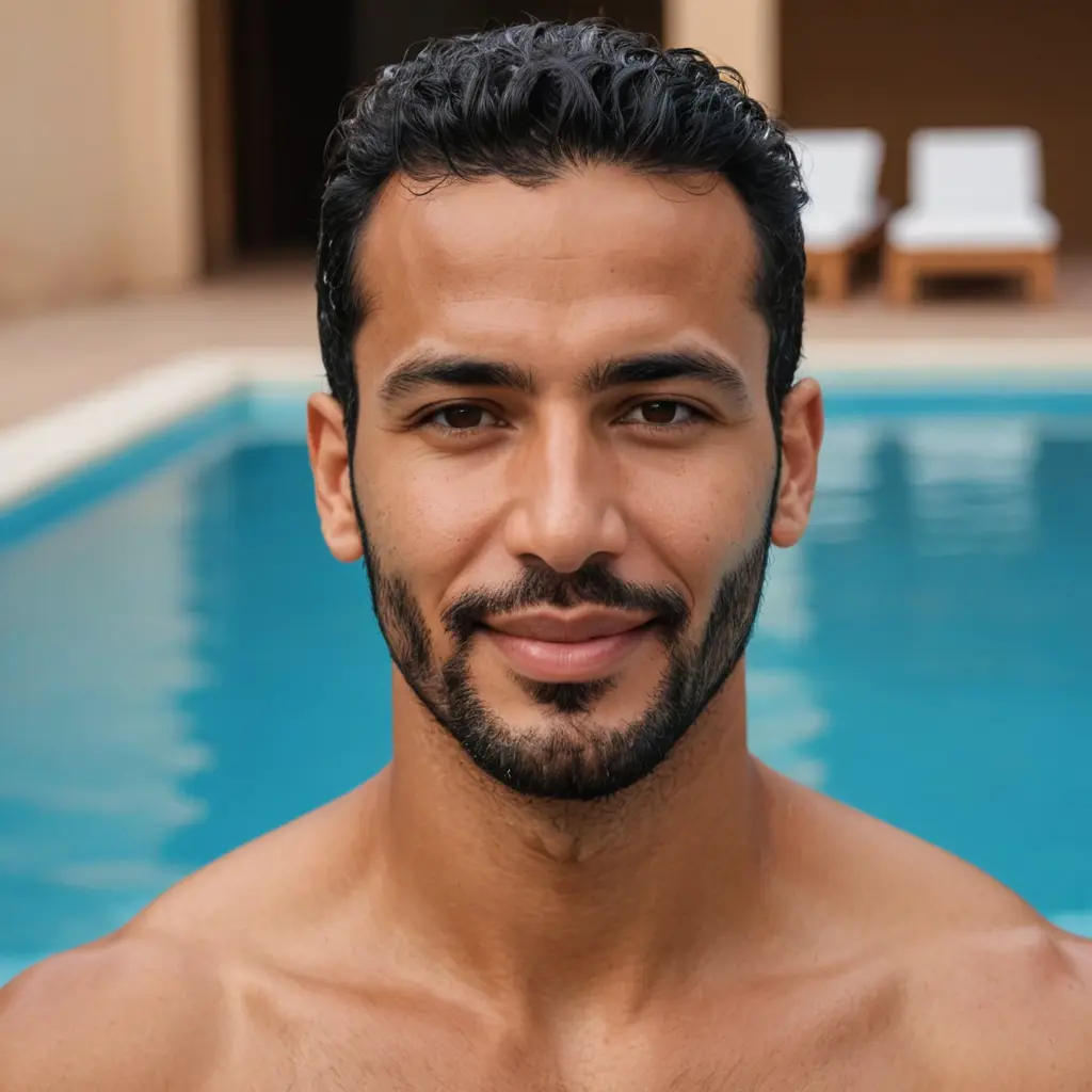 صور رجل ثلاثيني مغربي وسيم في مسبح