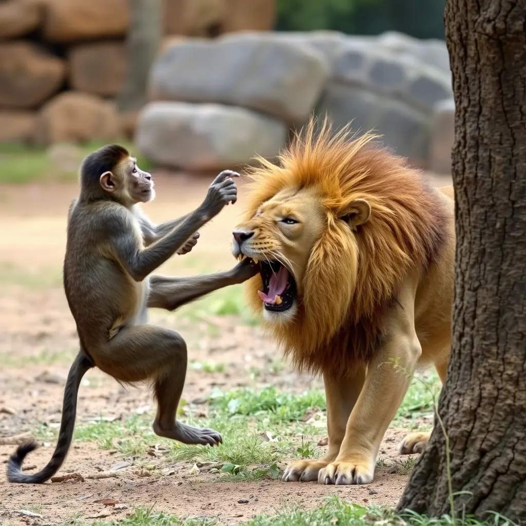 قرد يقتل اسد