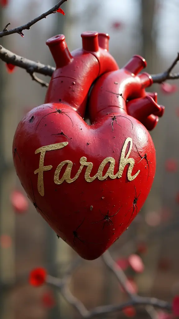قلب مكتوب عليه اسم Farah
