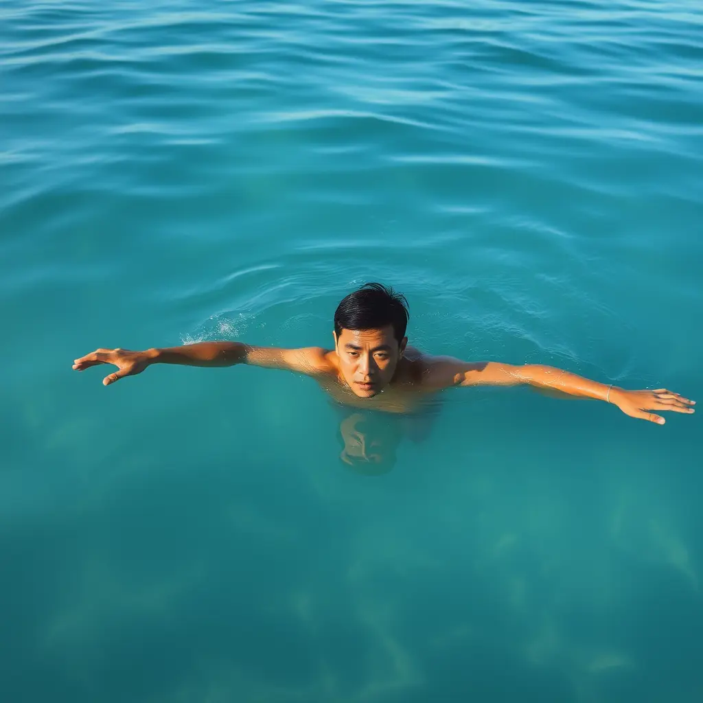 صوره رجل يسبح فى المياه كورى