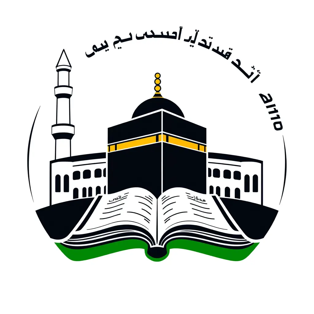 شعار وزارة الاوقاف والإرشاد مكون من مسجد وكعبه وحلال وكتاب بشكل رتئع