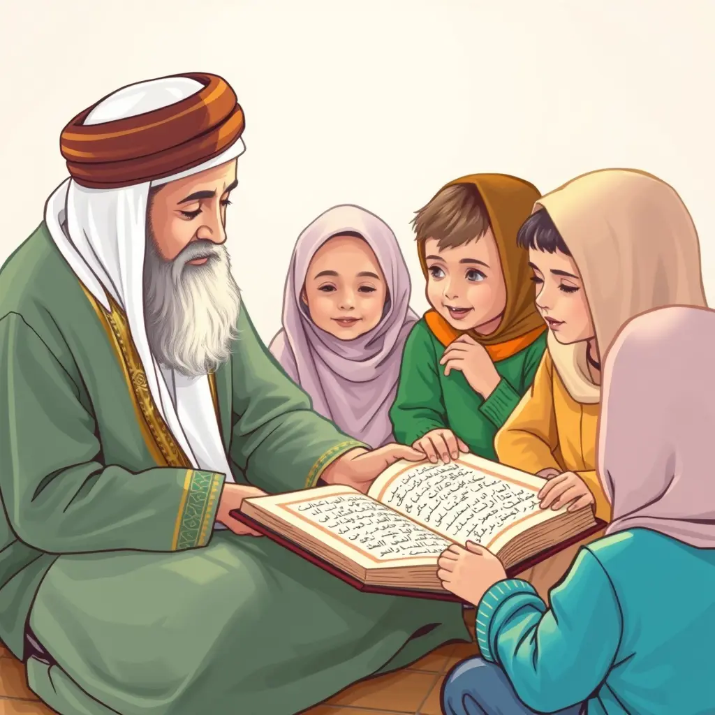 شيخ يحفظ الأطفال القرآن