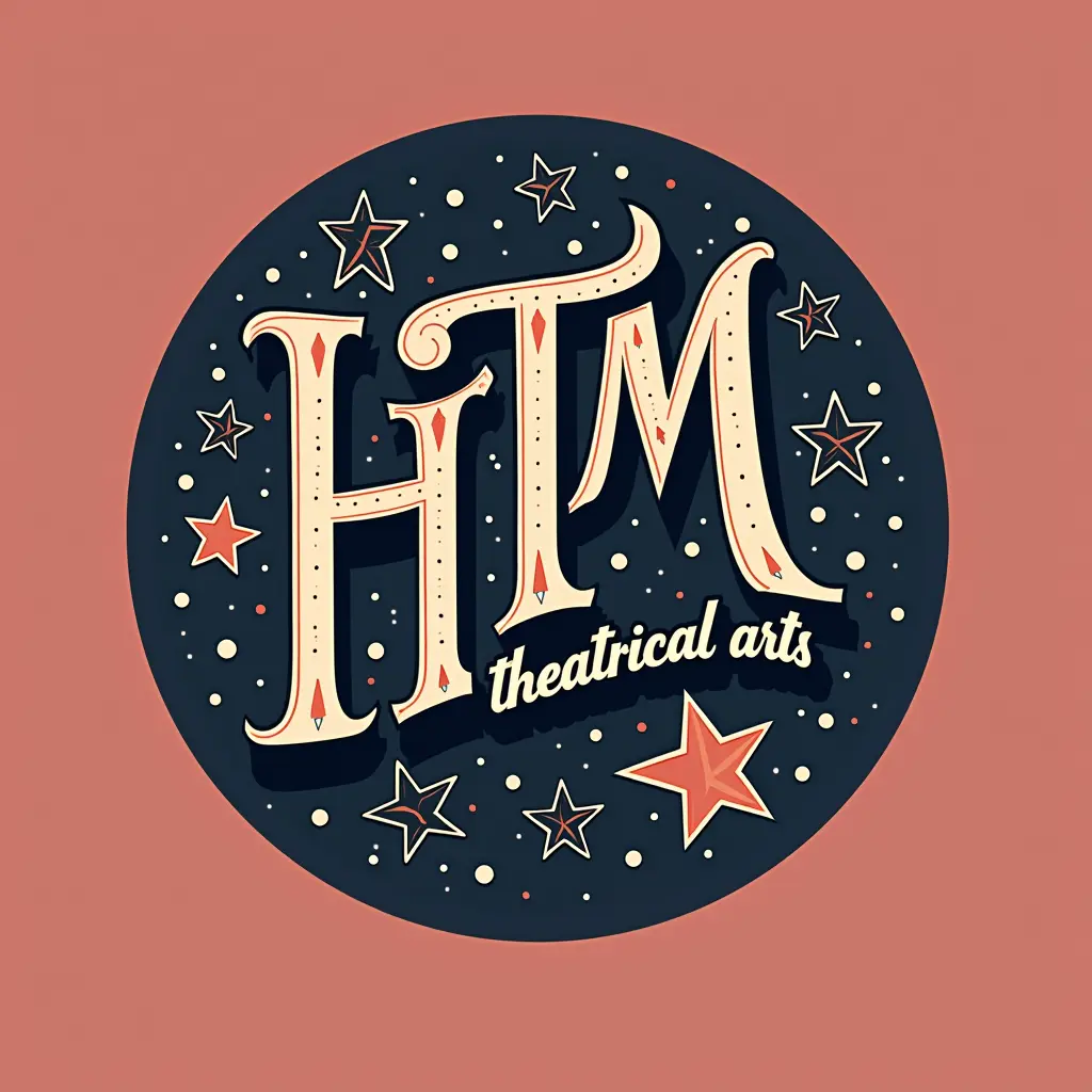 انشاء لوجو باسم  HTM للفنون مسرحيه الوان هادئه و جزابه