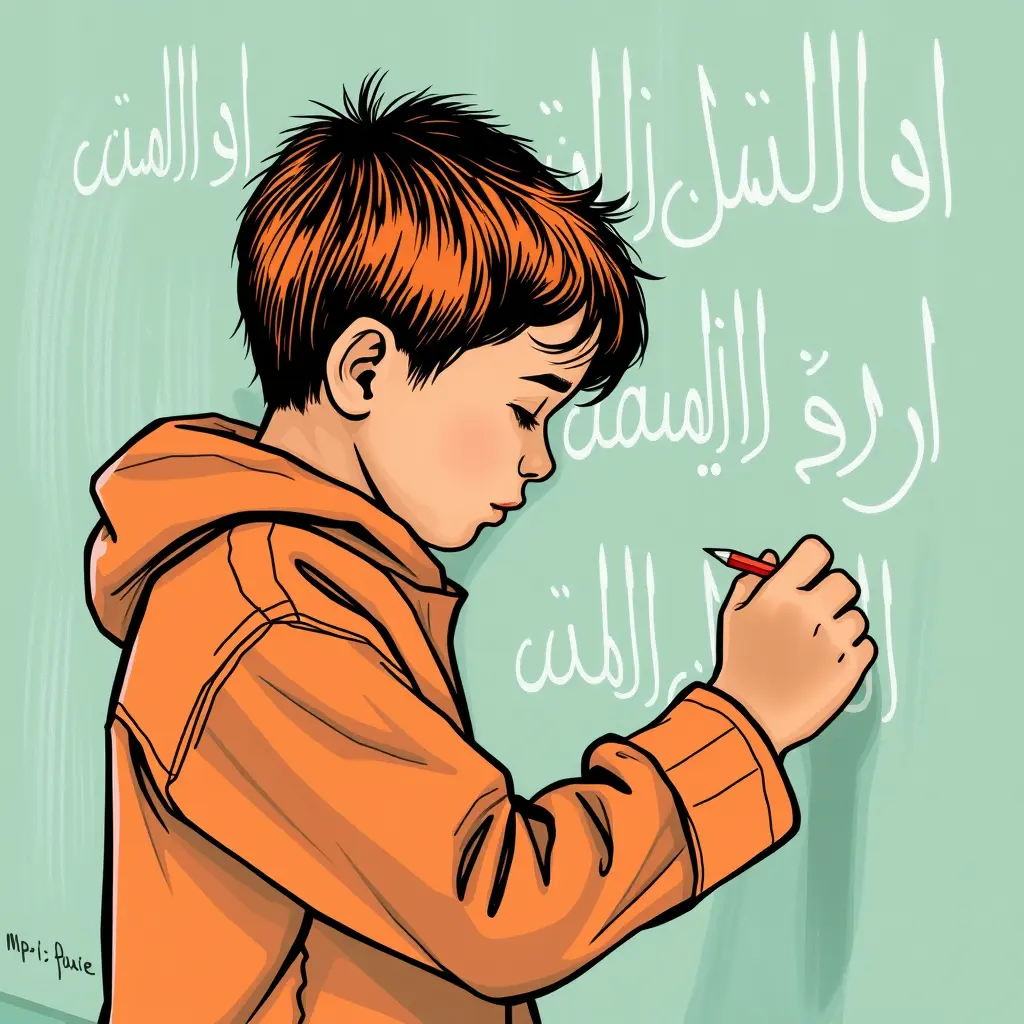 ارسم لي ولد يكتب في لوح محمد صديق وجيه