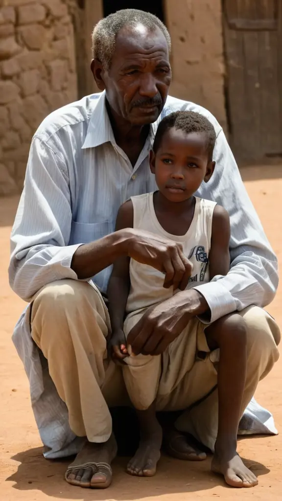 اريد صوره اب سوداني يوصي ابنه الصغير ان اشيا في الحياة وابنه عمره 120سنة