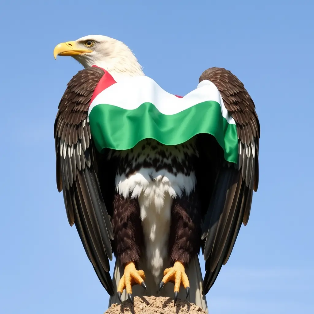 صورة لعلم فلسطين على نسر