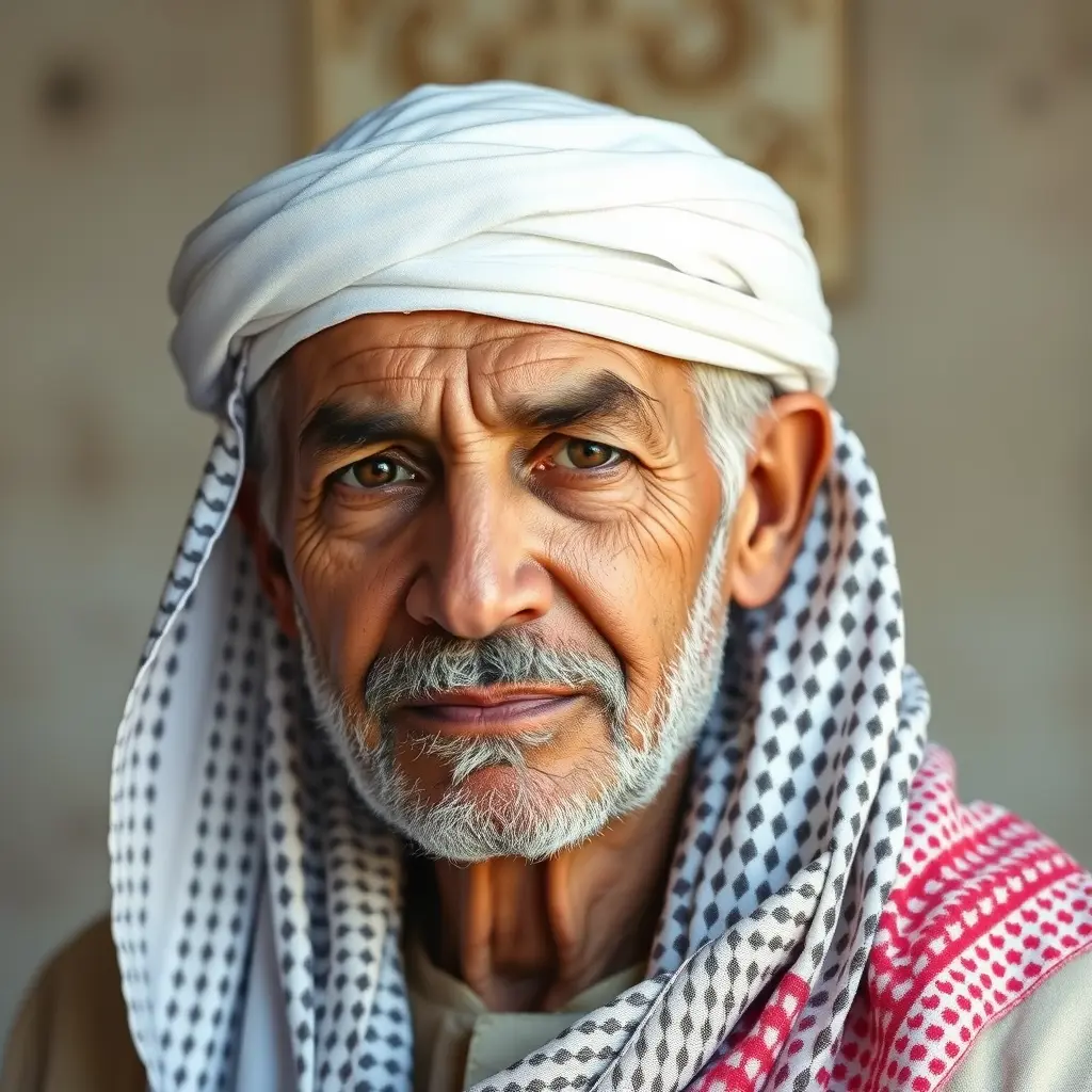 رجل سعودي كبير يرتدي عقال و شماغ ابيض