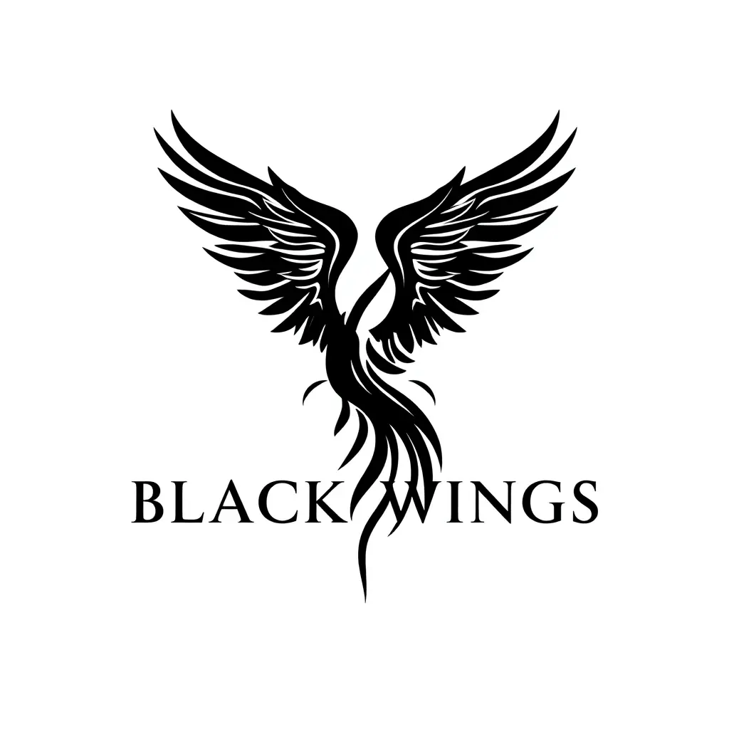تصميم شعار باسم Black Wings لون الخط اسود
