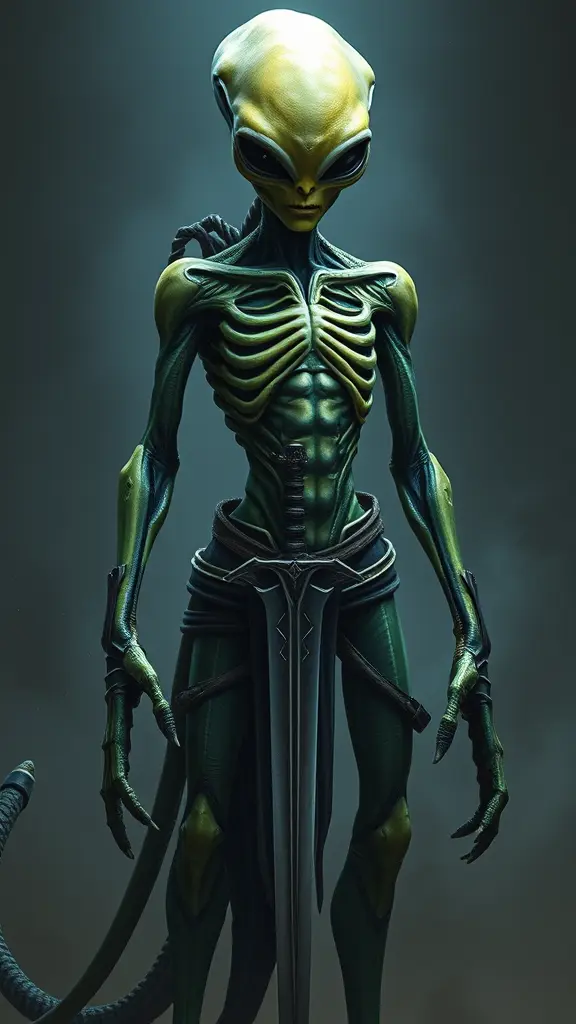 Alien with a sword on his waist