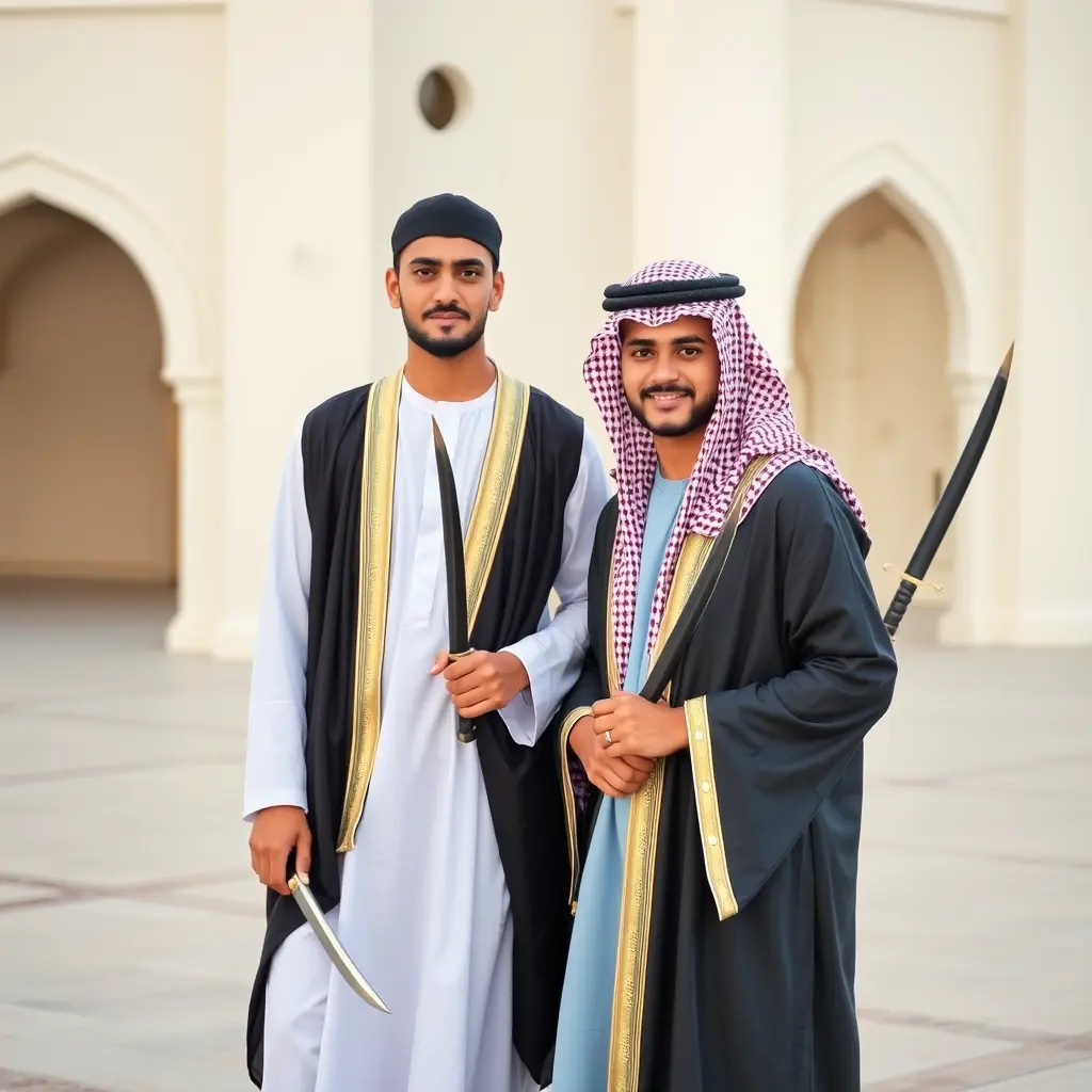 صورة كشخة العيد فوق رجال شباب الجنبيه اليمنيه مع الثوب والعقال السعودي