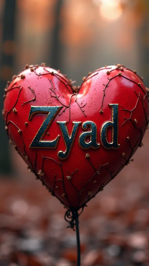 قلب وعليه اسم zyad بالانجليزي