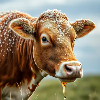 بقرة جميلة مغطات بالعسل و سكر و لطيقة
