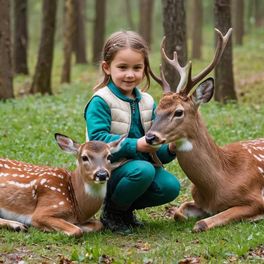 الطفل و الغزال اصدقاء