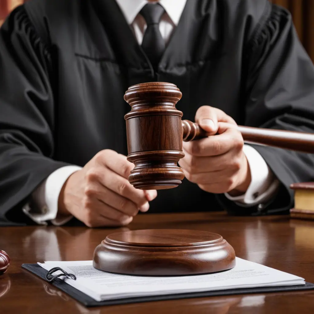 صورة مطرقة المحكمة في يد القاضي