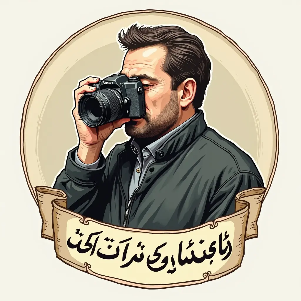 شعار رجل ليس حقيقي معه كاميرة وأسفل الرجل كتابة مكتوب فيها ابو محمد البنشي