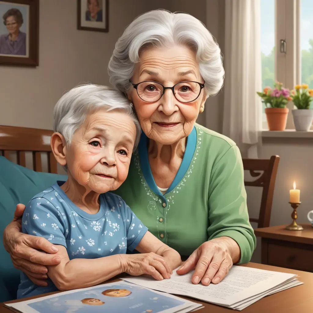 جدة متوفيه و حفيدها صورة كرتون