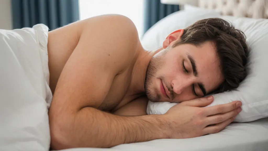 شاب نائم على سريره